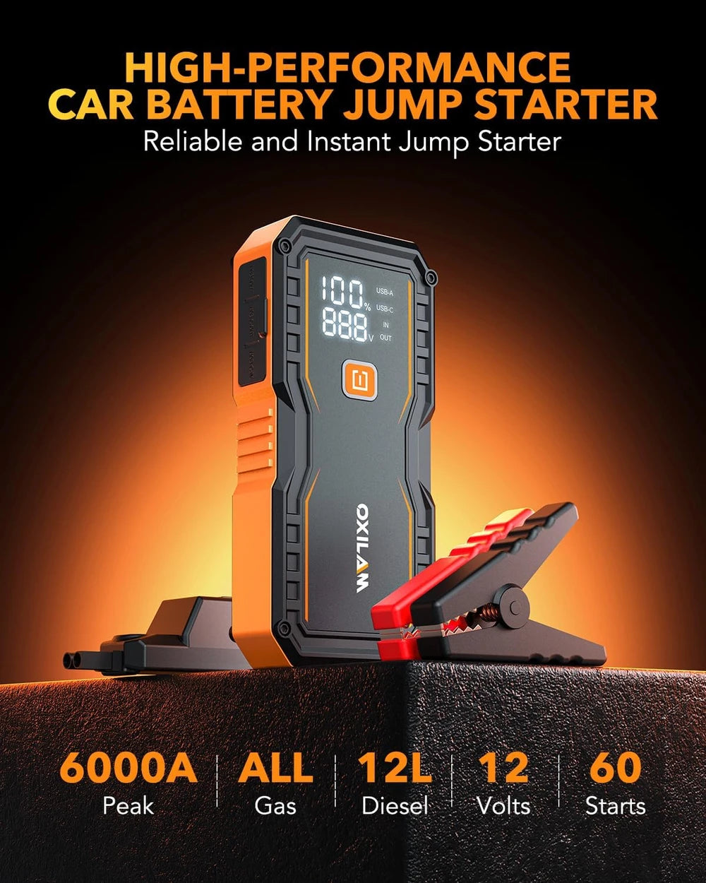 OXILAM Portable Car Jump Starter - 10000a