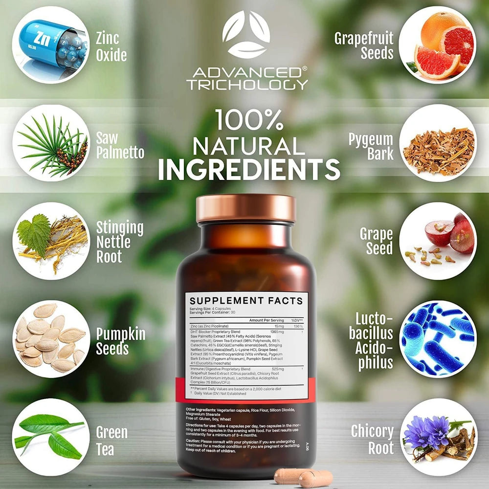 DHT Blocker - Hair Growth Supplement for Genetic Thinning for Men and Women
