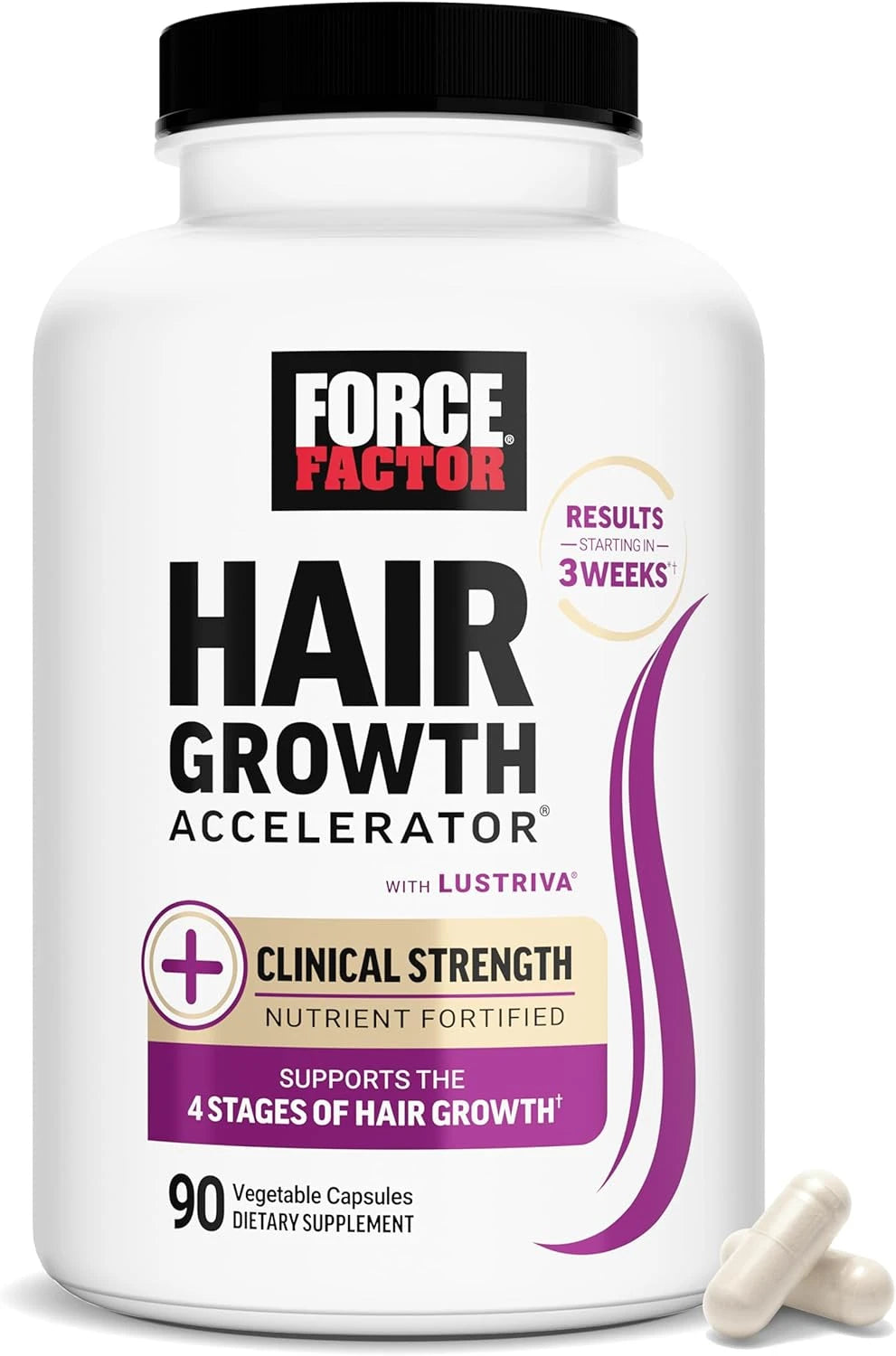 Force Factor Hair Growth Accelerator with Clinically Studied Lustriva