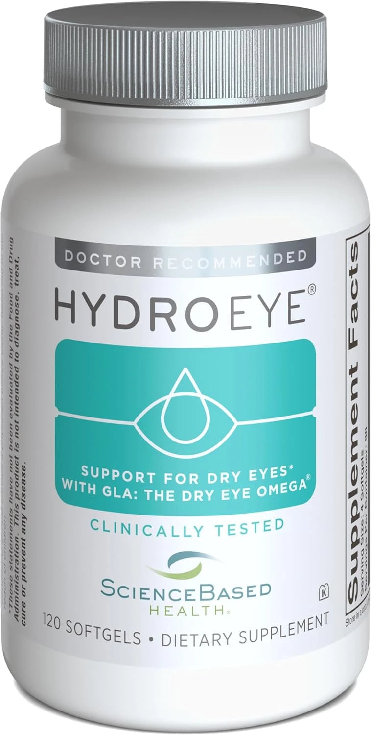 HydroEye Dry Eye Supplement, Clinically Tested, GLA &amp; Omega3s - 120 Count