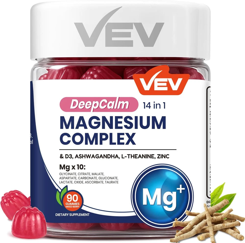 VEV Deep Calm Magnesium Complex 14-in-1 Glycinate Gummies for Women and Men