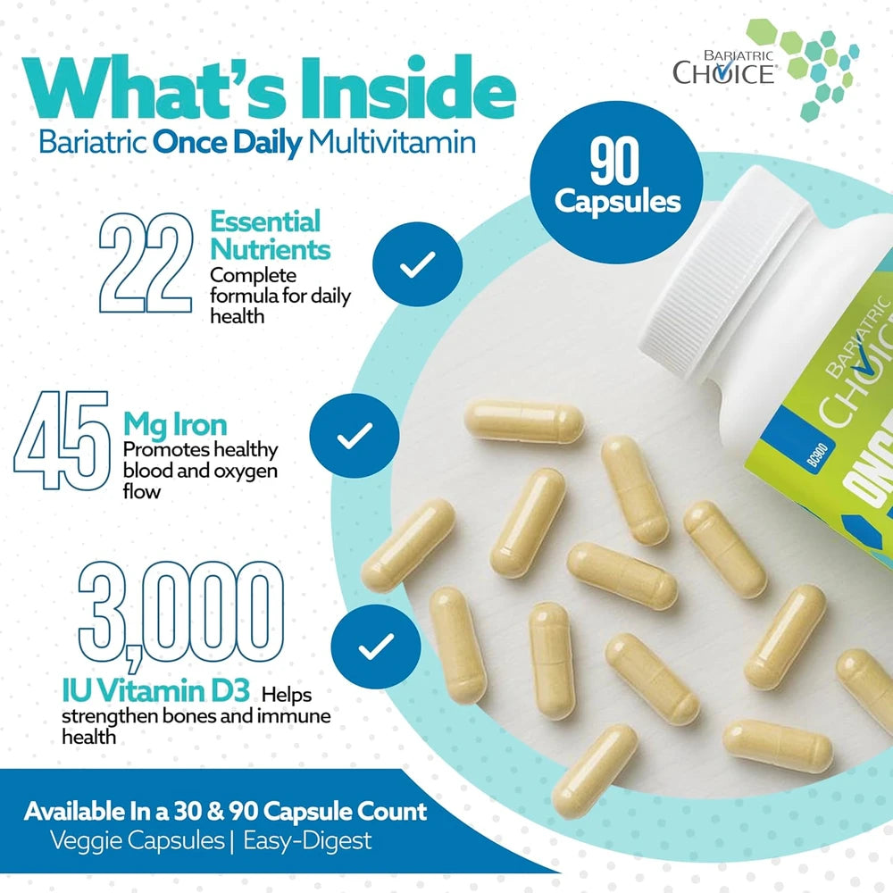 Bariatric Choice Once Daily Bariatric Multivitamin with Iron 45mg, 3 Months