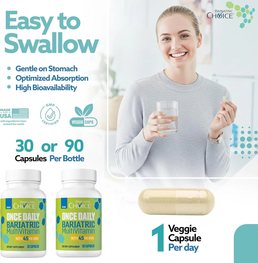 Bariatric Choice Once Daily Bariatric Multivitamin with Iron 45mg, 3 Months