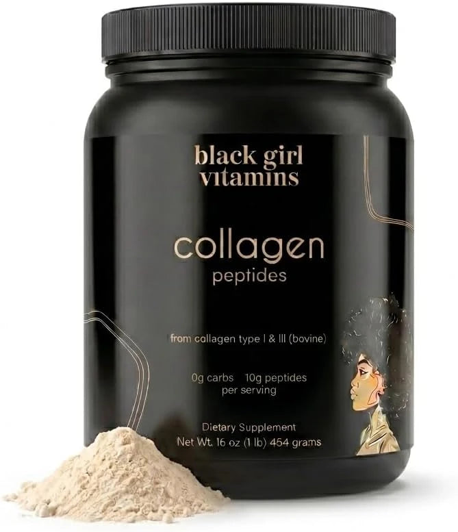 Black Girl Vitamins | Collagen Peptides Powder - Collagen for Skin, Hair &amp; Nails - Unflavored Hydrolyzed Collagen Powder, Dairy-Free, Gluten-Free Collagen for Women and Men - 16oz