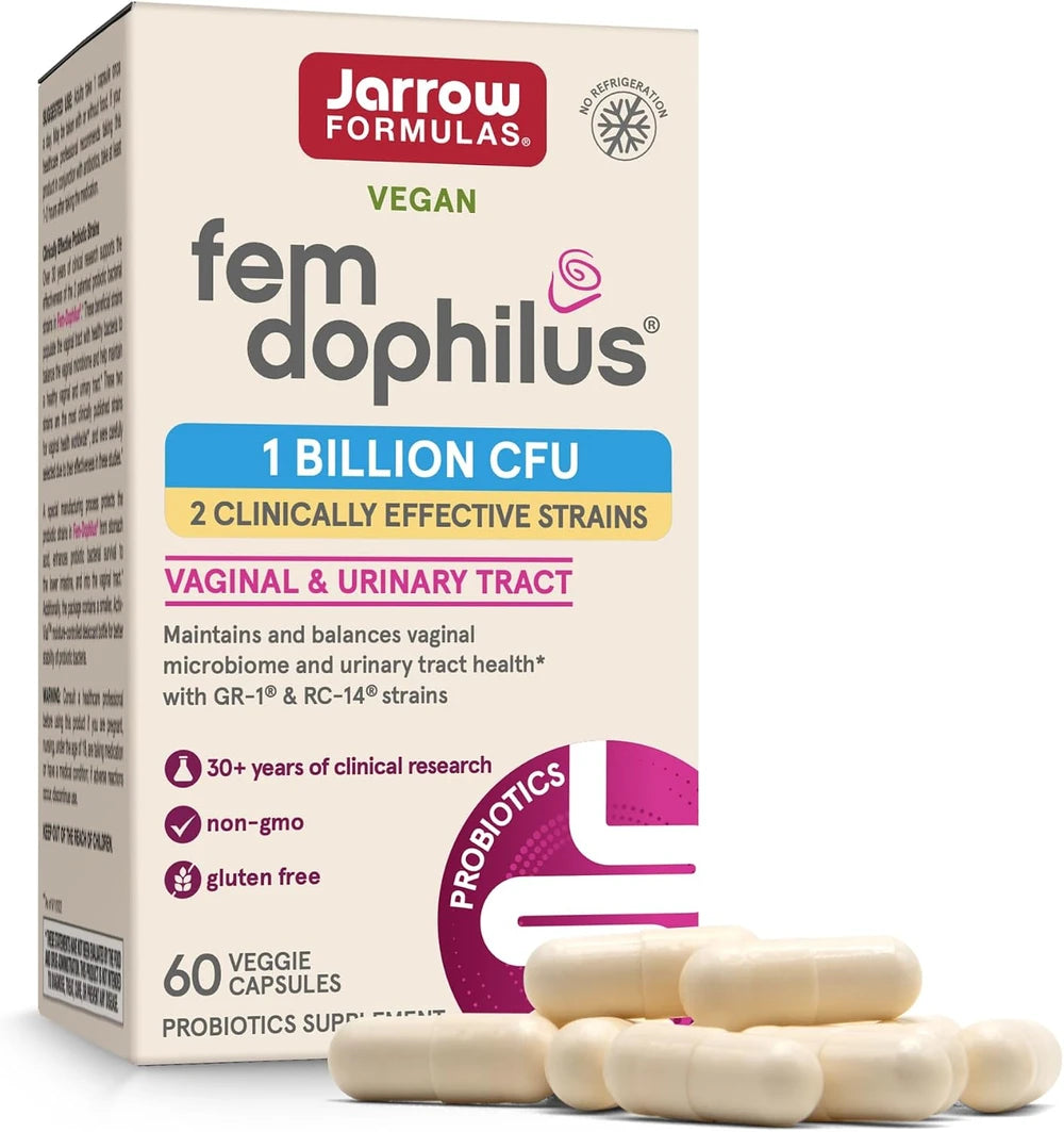 Jarrow FemDophilus Probiotics, Vaginal &amp; Urinary Tract Support, 60 Capsules