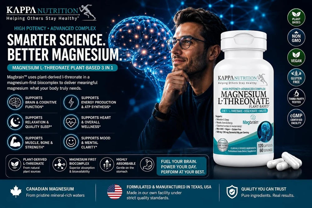 Magnesium L-Threonate Plant-Based 3 in 1 Powered by Magbrain® Magnesium L-Threonate Plant-Based | Magnesium Bisglycinate &amp; Magnesium Malate