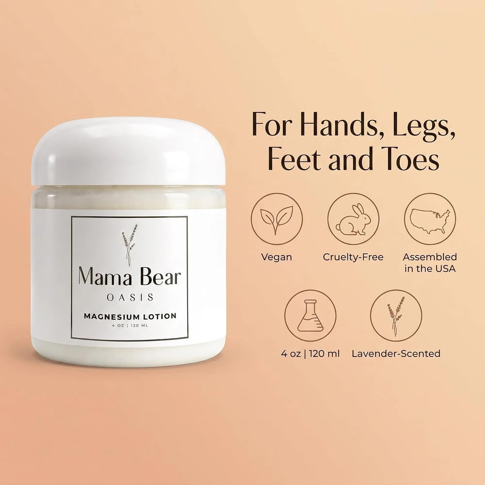 Mama Bear Oasis Magnesium Cream - Magnesium Lotion for Feet (Pack of 1)