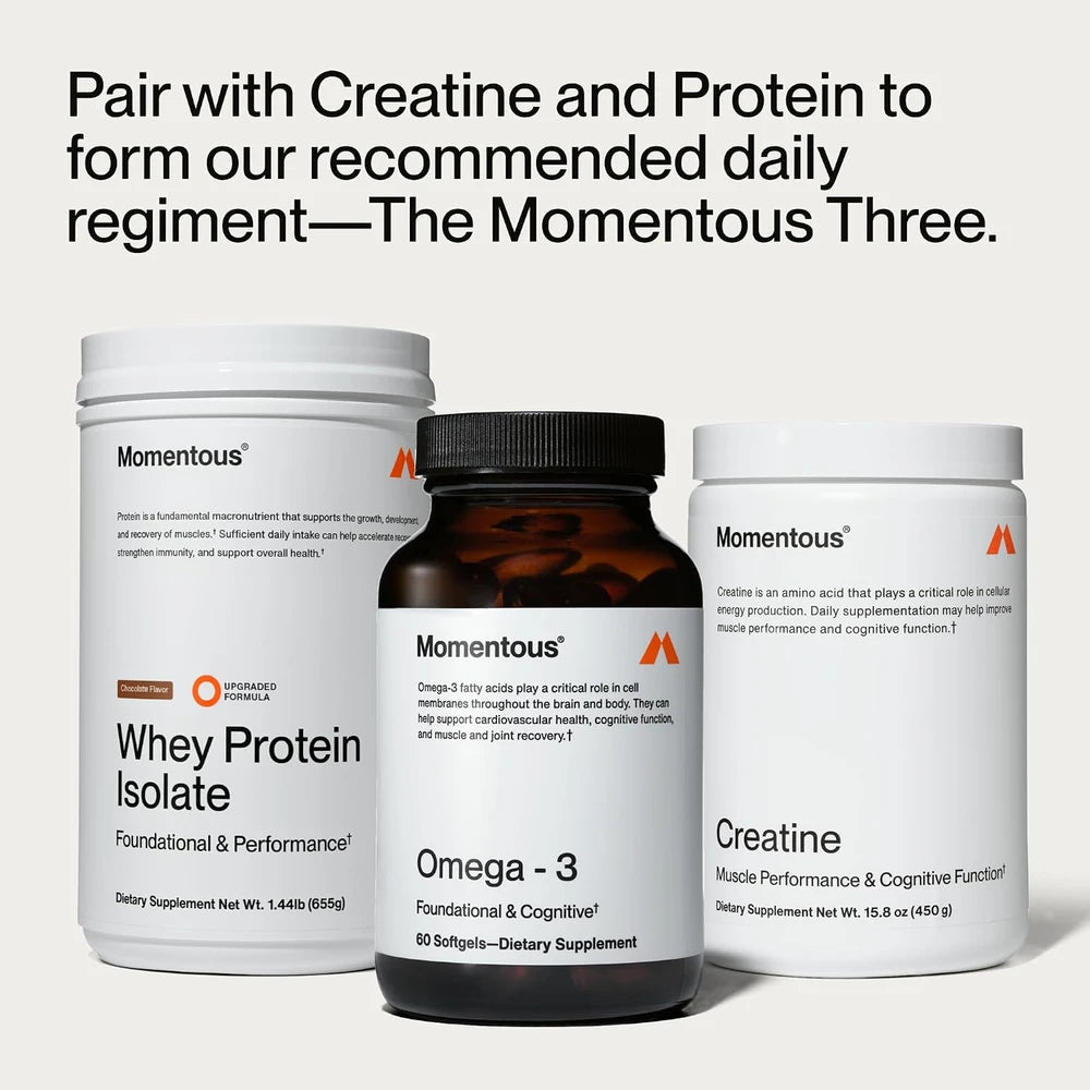 Momentous Omega-3 Fish Oil, EPA &amp; DHA Supplement, No Aftertaste, 1,600mg