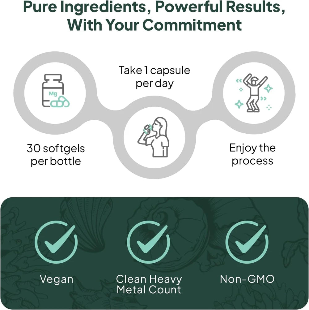 Organics Ocean Better D3+K2 Vitamin Supplement with VegD3 &amp; MenaQ7, 1-Pack