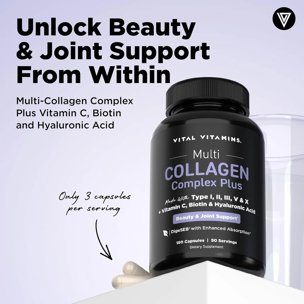Vital Vitamins Multi Collagen Complex Plus Biotin, Hyaluronic Acid &amp; VIT. C