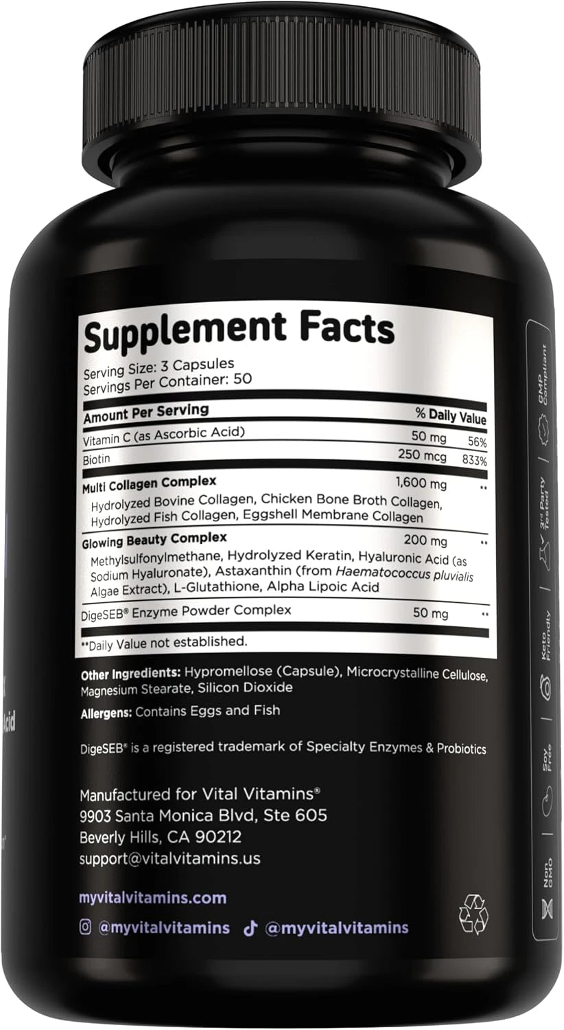 Vital Vitamins Multi Collagen Complex Plus Biotin, Hyaluronic Acid &amp; VIT. C
